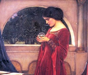 Crystal Ball, by John William Waterhouse [1902] (Public Domain Image)