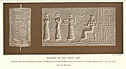 WORSHIP OF THE MOON GOD.<br> Cylinder-Seal of Khashkhamer, Patesi of Ishkun-Sin (in North Babylonia), and vassal of Ur-Engur, King of Ur. (<i>c</i>. 2400 B.C.)<br> Photo. Mansell.