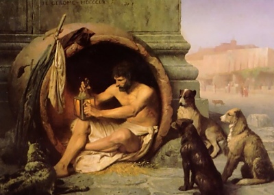 Diogenes, by Jean Leon Gerome [19th cent.] (Public Domain Image)