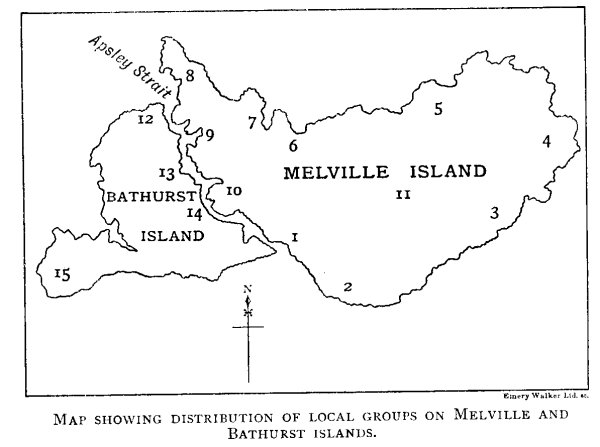 Map Showing Distribution of Local Groups on Melville Island and Bathurst Island