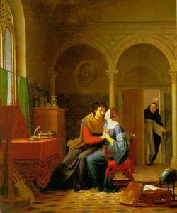 Abelard and Heloise Surprised by Abbot Fulbert, by Jean Vignaud, [1819] (Public Domain Image)