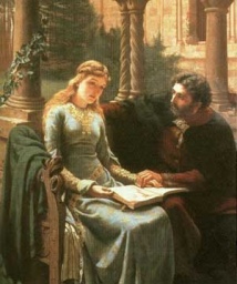 Abelard and His Student Heloise, by Edmund Blair Leighton: WikiMedia [1882] (Public Domain Image)