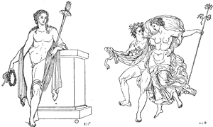 Torch-bearer as Apollo.                    Faun and Bacchante.