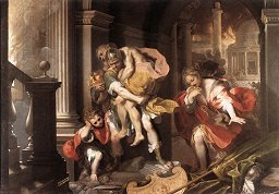 Aeneas flees burning Troy by Federico Barocci, 1598 [Public Domain Image]