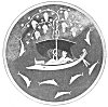 PLATE XXII. DIONYSOS IN THE SHIP<br> <i>A black-figured kylix by Exekias</i> (<i>6th cen. B.C.</i>). <i>in Munich</i> (<i>Furtwängler-Reichhold; Griechische Vasenmalerei, No. 42</i>).<br> (From <i>Mythology of All Races</i>, 1927. Vol. I, Plate XLIX)