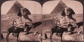 Stereograph of the Pyramids and Sphinx  [1908] (Public Domain Image)