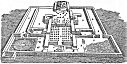Fig. 35.—Roman Baths at Verdes, Loir-et-Cher, showing Labyrinth Mosaic. (From De Caumont's Abécédaire.)