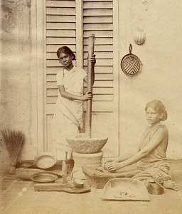 Indian Village Women Grinding Corn, ca. 1880 (Public Domain Image)