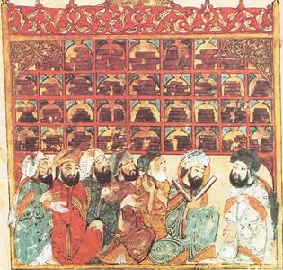 Medieval manuscript illustration to Hariri's Maqamat [Public Domain Image]