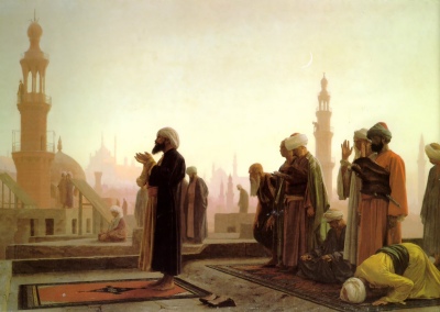 Prayer on the Rooftops, Jean-Leon Gerome [19th c.] (Public Domain Image)