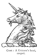 Crest: A Unicorn's head, couped.