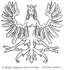 A Harpy displayed and crowned. German version.