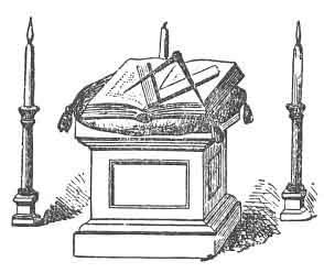 COMPASSES, PLACED IN A LODGE OF MASTER MASONS,<br> ''BOTH POINTS ELEVATED ABOVE THE SQUARE,'' (See Note B, Appendix.)