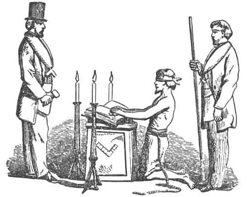 FIG. 15. CANDIDATE TAKING THE OATH OF A MASTER MASON.