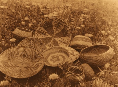 Basketry of the Mission Indians, Photograph by Edward Curtis, The North American Indian Pl. 502 [1926] (Public Domain Image)
