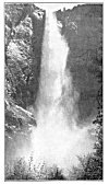 BRIDAL VEIL FALL (PO-HO'-NO),<BR>
 940 Feet.<BR>
 The source of this stream is supposed by the Indians to be haunted by troubled spirits, which affect the water along its whole course. The word Po-ho'-no means a ''puffing wind.''