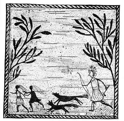 GLOOSKAP SETTING HIS DOGS ON THE WITCHES.