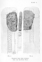PLATE X.<br> FIG. 1.                                        FIG. 2.<br> FRAGMENT FROM KIRK ANDREAS.<br> ODIN AND THE FENRI WOLF.