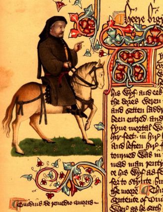 Chaucer as a Pilgrim, from the Ellesmere Manuscript [15th cent.] (Public Domain Image)