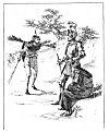 ''He boldly spoke, 'Sir Knight, if knight thou bee,<BR>
 Abandon this forestalled place at erst,<BR>
 For fear of further harme, I counsell thee,<BR>
 Or bide the chaunce at thine owne jeopardie.'''