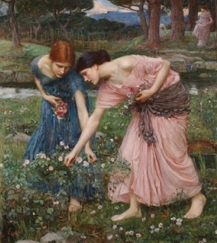 John William Waterhouse, Gather Ye Rosebuds [1909] (Public Domain Image)
