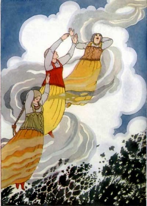 It caught up the three lovely princesses and carried them up into the air (p. 272)