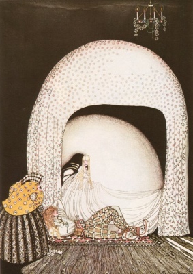 'And this time she whisked off the wig (The Widow's Son)', illustration by Kay Nielsen, 1914 [Public domain image]