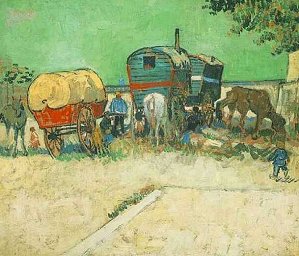 Encampment of Gypsies with Caravans, by Van Gogh [1888] (Public Domain Image)