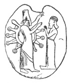 FIG. 124. MESOPOTAMIAN AUREOLA. (MENANT. Pierres gravées, vol. ii., fig. 45.)