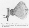 Fig. 10. Flying-machine held by Astané, emitting yellow and red flames. [From the collection of M. Lemaître.]